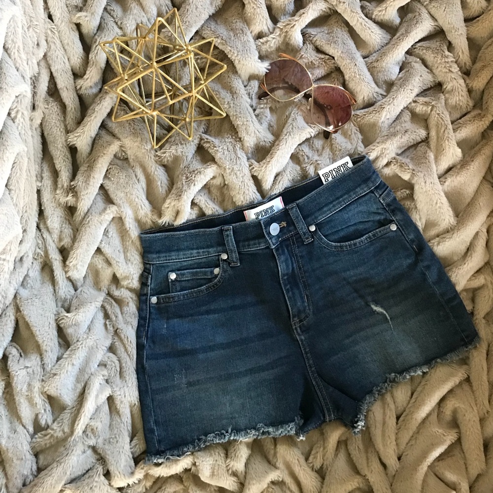 VS PINK High Waisted Cut Off Shorts